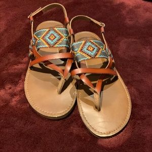 Mossimo Supply Co Brown Tribal Strappy Sandals